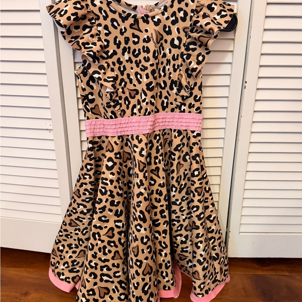 MonnaLisa Leopard Print Dress with Pink Accents